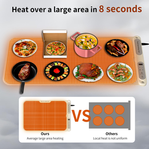 Ruimtebesparend Groot Formaat Food Fast Verwarming <span class=keywords><strong>Pad</strong></span> Met Timer Houdt 8 Vaat Flexibele Warmer Lade Gemakkelijk Opslag Elektrische Verwarming Mat - Product Image 3