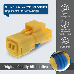 Connecteur femelle à 2 broches 211PC022S4049 |   Remplacement Aptiv <span class=keywords><strong>Sicma</strong></span> Série 1.5 |   Adaptateur en laiton scellé 5A 250V pour PSA Peugeot Citroën - Product Image 2