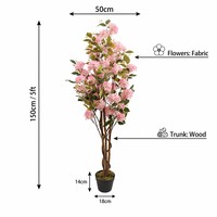 Arbre artificiel en soie de 1,5 m avec tronc en bois véritable, plante fleurie artificielle pour vitrine de magasin et décoration