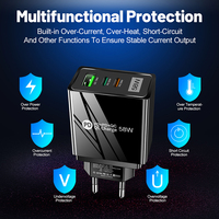 Chargeur mural 58W USB-C PD3.0 & QC3.0 5V/3A OTP Ignifuge Multi-ports Adaptateur mural universel pour écouteurs
