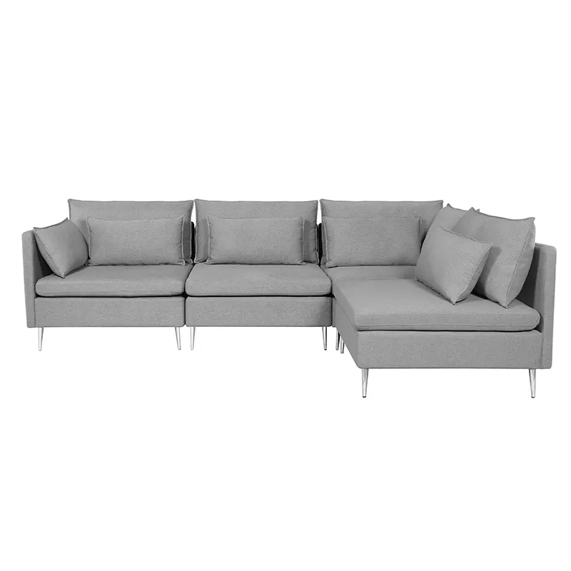 Fabriek Hete Verkoop L-Vormige Bank Stof Woonkamer Sofa Set Moderne Huismeubilair Hoekbank Europese Woonkamer Meubels