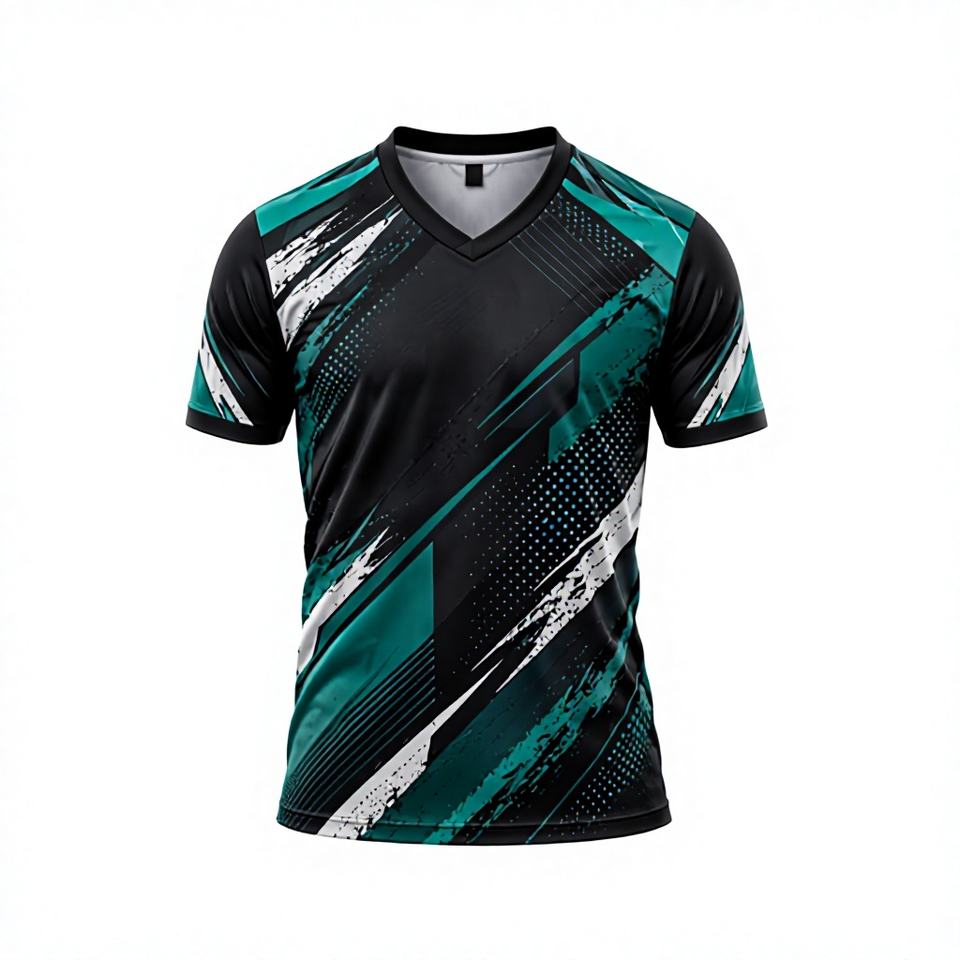 Custom Sublimation Sports Jersey for Men, Black Teal V Neck Athletic T ...
