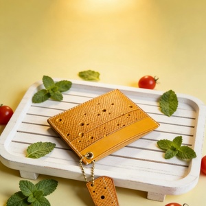 Cute Cheese Inspired High Quality Genuine Leather Open Closure Minimalist Slim Card Holder & Organizer - Product Image 2