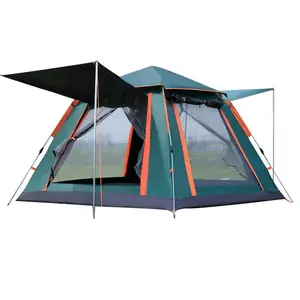 공장 도매 야외 자동 더블 캠핑 텐트 3-4 명 빠른 오픈 접이식 비 이슬 저항 만든 옥스포드 비치 캠프