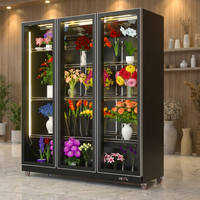 Refrigerador con Pantalla LED Brillante y Enfriador de Flores, Refrigerador Profesional con Vidrio Transparente