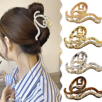 Offre Spéciale acétate métal Ganchos Para El Cabello pinces à cheveux surdimensionné haut de gamme requin pince creux fille acétate cheveux griffe