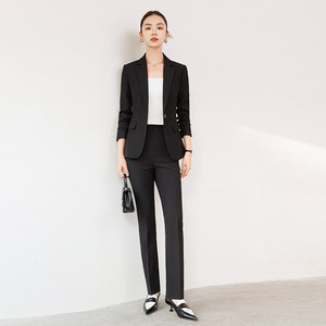 Gray Women's Suit Set Full Sleeve Polyester Anti-Wrinkle Spring Elegant Office Wear - Product Image 3
