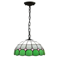 12 pouces Tiffany vitraux lampes minimaliste méditerranéen vert fait à la main lustre chambre restaurant lustres décoratifs