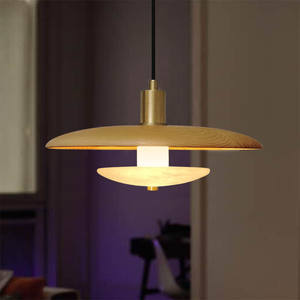 Nordic Designer Style UFO Chandelier Luxury Dining Table Lamp for <b>Tea</b> Room Bar Counter Solid Wood Marble Pendant <b>Light</b> <b>Light</b> - Product Image 6