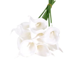 Ramo de Lirios Calla Artificiales, Blancos con Centro Amarillo, Material PU, Decoración para el Hogar, Accesorios para Fotografía de Bodas - Product Image 5