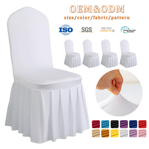 Funda <span class=keywords><strong>para</strong></span> Silla de <span class=keywords><strong>Comedor</strong></span> de Poliéster Elástico Engrosado con Falda Plisada <span class=keywords><strong>para</strong></span> Bodas, Hoteles y Banquetes - Product Image 1