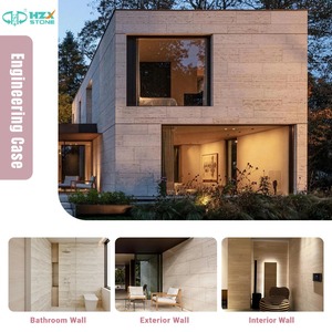 HZX <span class=keywords><strong>pierre</strong></span> <span class=keywords><strong>naturelle</strong></span> Wabi-sabi marbre travertin <span class=keywords><strong>beige</strong></span> poli pour décoration intérieure hôtel villa carrelage panneau mural - Product Image 5