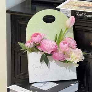 Flower Arrangement <b>Boxes</b> Florist Supplies Flower Paper Tote Box With Handle <b>Floral</b> Wrapping for Sports Event Gifts - Product Image 5