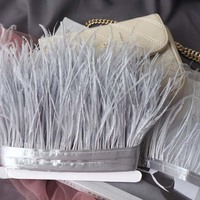 Plumes d'autruche artificielles teintes de haute qualité, ruban à franges de 10 à 13 cm, garnitures pour la couture, décoration de vêtements