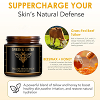 Baume au suif et au miel, cire d'abeille biologique, nourrissant, réparateur, lissant, anti-ridules, non parfumé, 57g, pot ambré, OEM ODM, marque privée, personnalisé