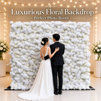Mur de fleurs artificielles en soie blanche pour décoration de mariage, arrangements floraux sur mesure avec BBGS