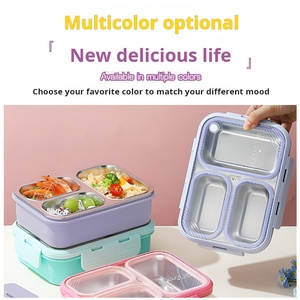 Leakproof Bento Box BPA free 3 ngăn Hộp Ăn Trưa 620ml thực phẩm lưu trữ <span class=keywords><strong>container</strong></span> cách điện 304 thép không gỉ ăn trưa - Product Image 5