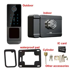 Waterproof Fingerprint Automatic Door Lock Home Office Fingerprint Password Rim Deadbolt Smart Electronic Knob Lock