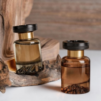 Bouteille diffuseur en verre avec fond gaufré montagne, vide et rechargeable, pour huiles aromatiques, idéale pour la maison, l'hôtel, le spa, les mariages