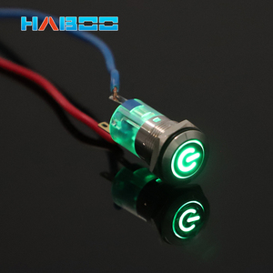 HABOO 16mm metallo pulsante on off interruttore di alimentazione luce a LED impermeabile IP65 piatta pulsante circolare 3v 6v 12v 24v 110v 220v - Product Image 5