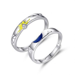 Wholesale 2022 Fashion Gold Plated Zircon <b>Couple</b> Jewelry Men Women Luxury Adjustable <b>Ring</b> Opening Sun Moon Star <b>Rings</b> for Lovers - Product Image 3