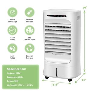 Portable White 4-in-1 Evaporative Air <b>Cooler</b> with Timer and 3 Modes Versatile Home Cooling Solution - Product Image 3