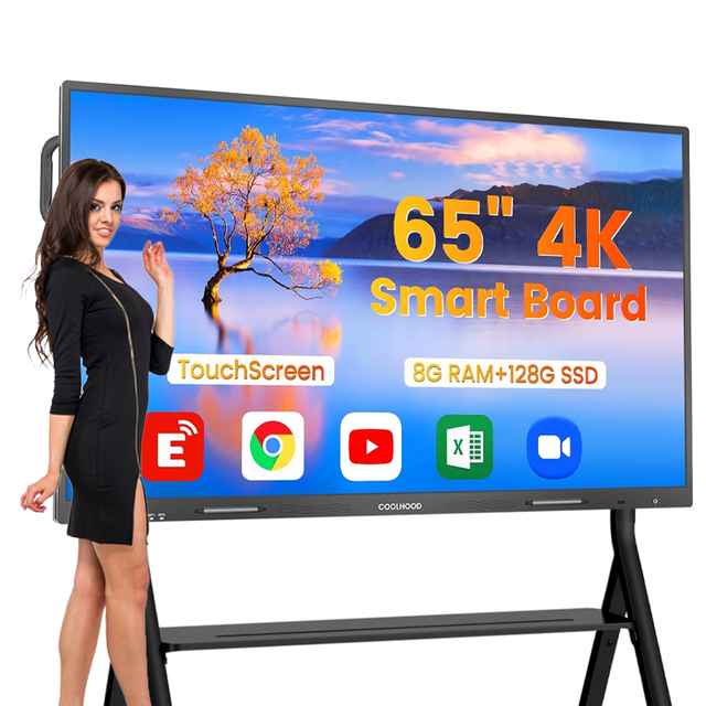 65 Inch Large Interactive Board 4K UHD Multi Touch Smart Display Wireless Screen Share Video Conference Ready Corporate Meeting