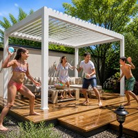 Pergola motorisée en aluminium avec toit à lames orientables, gazebo de jardin, auvent de terrasse, pavillon imperméable avec portes coulissantes en verre