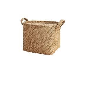 Cesta de almacenamiento tejida a mano, organizador rectangular de tela para el hogar, dormitorio, sala de estar, portátil con asas - Product Image 1