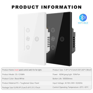 Langyeao chúng tôi thông minh Wifi BLE Fan + 1 gang chuyển đổi ánh sáng Glass Touch Panel Chất liệu Alexa Google nhà tương thích tuya cuộc sống thông minh ứng dụng - Product Image 5