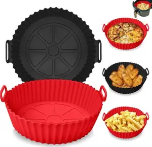 2024 Helpcook New Air Fryer Silicone Pot Air Fryer Silicone Liners Round Food Safe Non Stick Air Fryer Basket Oven Accessories