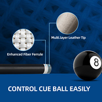 Vente en gros de queues de billard en fibre de carbone de haute qualité, taille de la pointe 12,5 mm, personnalisables, en érable dur, 1/2 brisé, pour billard américain