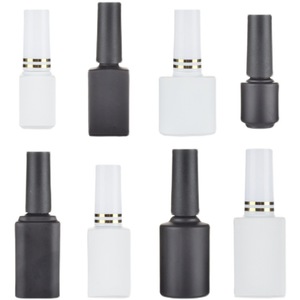 Botella de esmalte de uñas de vidrio blanco, dispensador vacío de 10 ml, forma rectangular, para retoques de esmalte en gel, botella pequeña portátil negra - Product Image 1