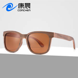 Gafas de sol de madera Conchen para hombre, montura cuadrada, lentes polarizadas TAC con protección UV400, color negro W3098, protección solar, moda, viajes - Product Image 5