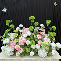 Susunan Bunga Buatan Putih Merah Muda Hijau Bola Mawar Poppy Daisy Hydrangea Bunga Sutra Cetak 3D untuk Fotografi Pernikahan dan Dekorasi Rumah