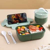 Compartiments Micro-ondes En Plastique Boîte À Lunch Conteneurs Pour Bureau Portable Alimentaire Tiffin Bento Box Set