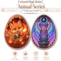 Pièce de monnaie en cuivre pur 999 de 5 oz, série animale créative en forme d'œuf, colorée, en relief, édition de collection premium pour collectionneurs