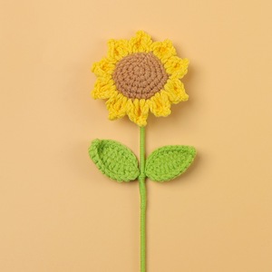 Flor artificial de girasol de lana tejida a crochet, hecha a mano, transfronteriza, regalo para el Día del Niño, Día del Maestro, ramo de Año Nuevo, decoración - Product Image 2
