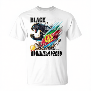 Camiseta con Gráfico de Pantera de Diamante Negro, Diseño de la Bandera de Eritrea, Ropa Casual para Hombre, Manga Corta, Cuello Redondo, Impresión Digital - Product Image 3