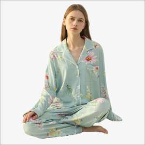 Pyjamas d'hiver pour femmes de haute qualité, en tricot, vêtements de nuit, ensembles de vêtements de détente, coton, bambou, thermiques, respirants, manches courtes - Product Image 4