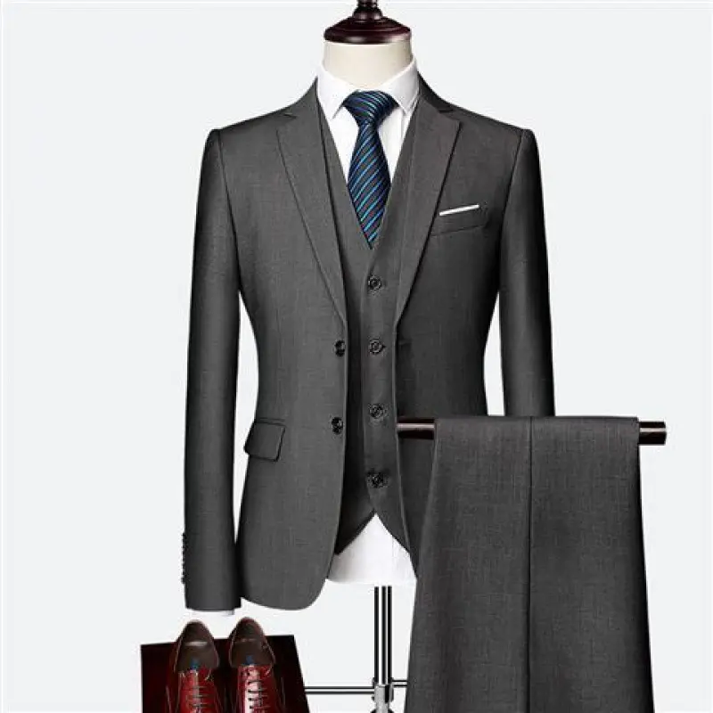 Costume de mariage 3 pièces pour homme, costume mince de couleur unie pour homme, ensemble de bureau, blazer + pantalon + gilet grande taille