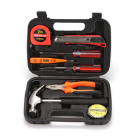 Ensemble d'outils combinés en acier au carbone de 9 pièces avec marteau, boîte à outils pour la maison et la voiture, cadeau SJ101-9