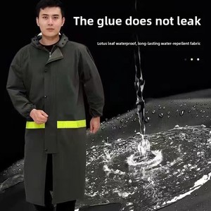 Áo mưa liền thân chống thấm chất liệu vải dệt kim, kiểu áo khoác dài, thích hợp cho giao hàng, đi bộ đường dài, đạp xe, chất liệu vải Oxford mềm mại, có sẵn trong kho - Product Image 3