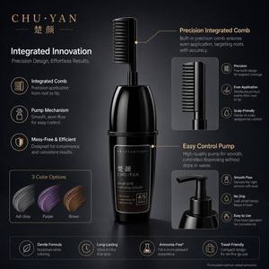 Crema de Color Negro Natural de Larga Duración Chuyan - Cobertura Perfecta para Canas - Fórmula Profesional Resistente a la Decoloración - Product Image 4