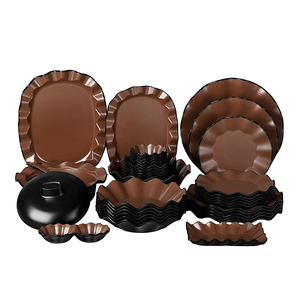 Bộ đồ ăn tối Melamine hình sóng tùy chỉnh-Bộ đồ ăn đầy màu sắc với các tấm bespoke, chấp nhận đơn đặt hàng OEM/ODM - Product Image 1