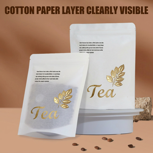 Sachet Doypack personnalisé en papier coton, résistant à l'humidité, avec logo imprimé doré, refermable, pour grains de café, avec valve - Product Image 2