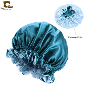 GTOP Vente en gros Bonnets de nuit en satin soyeux à double couche, avec bordure ondulée, couleur unie, personnalisables avec logo, pour femmes - Product Image 5