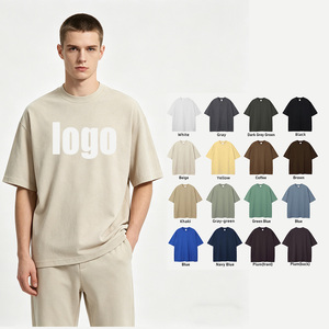 T-Shirt da Uomo 100% Cotone di Lusso 320g, Unisex, con Logo Personalizzato, Collo a Lupetto, Oversize, Pesante e Traspirante - Product Image 1