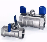 Válvula de bola de acero inoxidable de alta temperatura con conexión de rosca de sellado de PTFE para agua DN8-DN25, 1 unidad