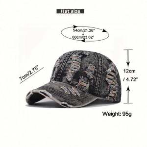 Nouvelle Arrivée 2025 Casquette de Baseball Unisexe en Denim Délavé et Vieilli à Grandes Trous - Product Image 2